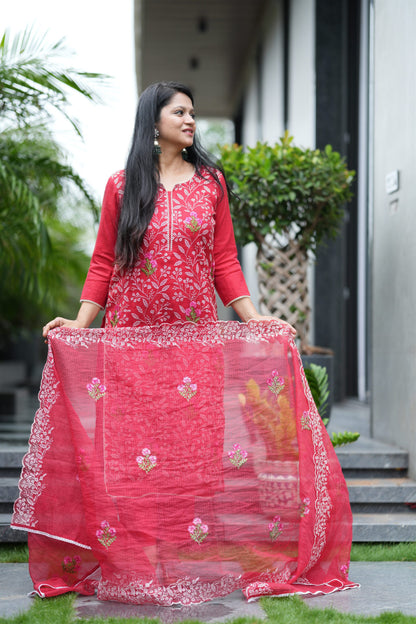 Crimson Heritage Kota Doria Suit Set