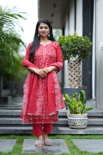 Crimson Heritage Kota Doria Suit Set