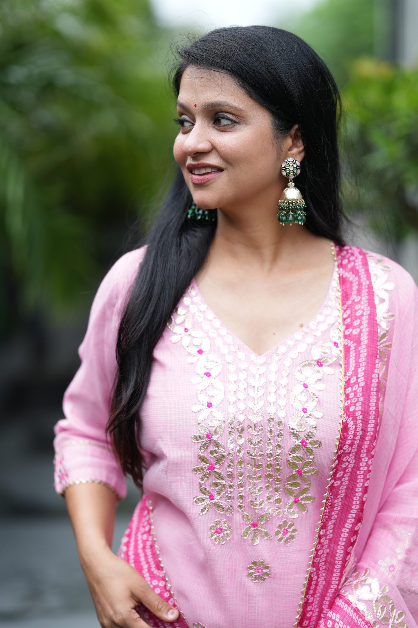 Blush Elegance Pink Kota Doria Suit Set