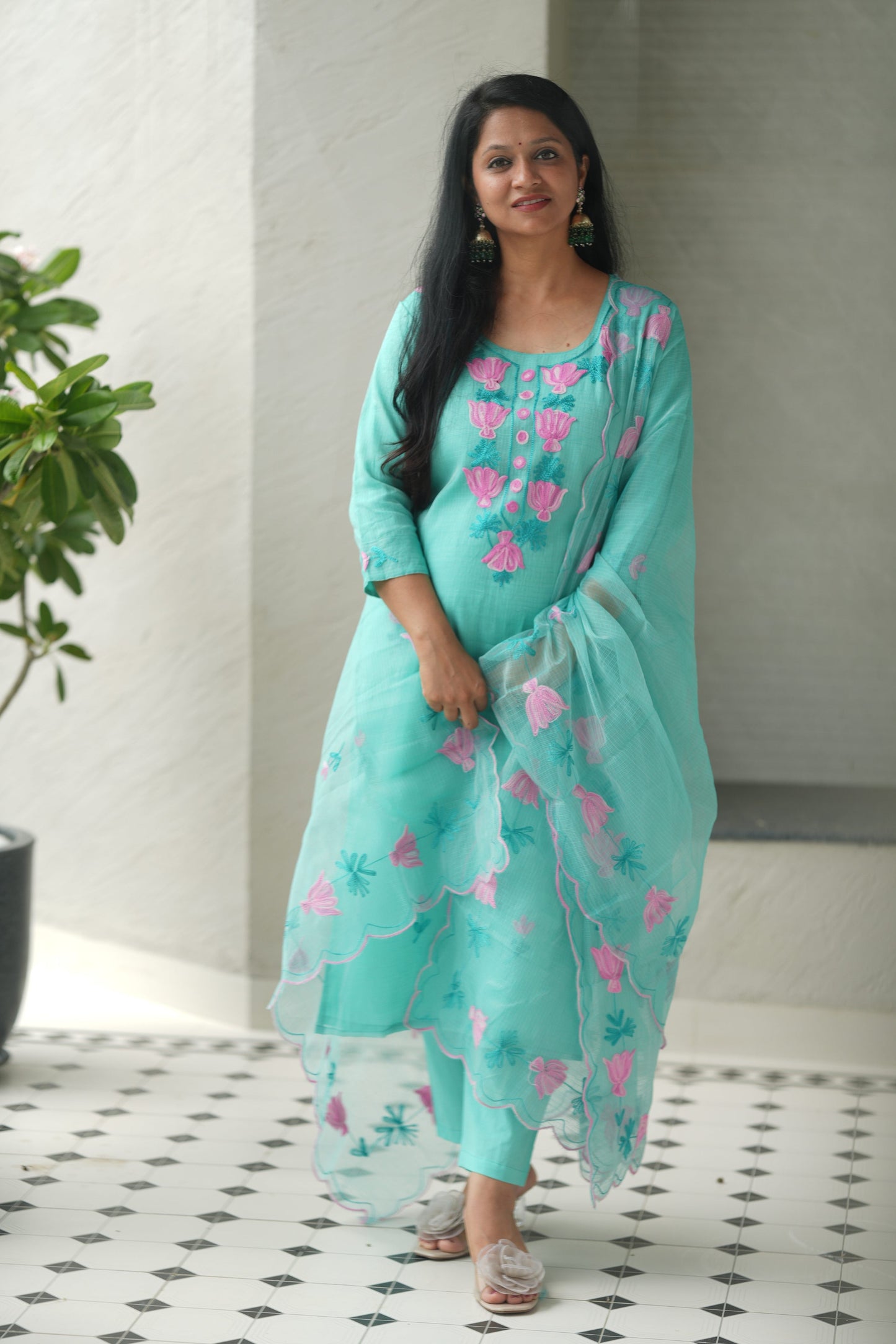 Aqua Grace Kota Doria Suit Set
