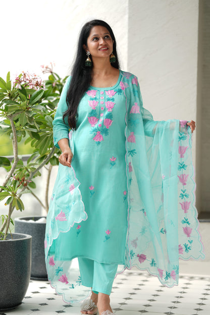 Aqua Grace Kota Doria Suit Set
