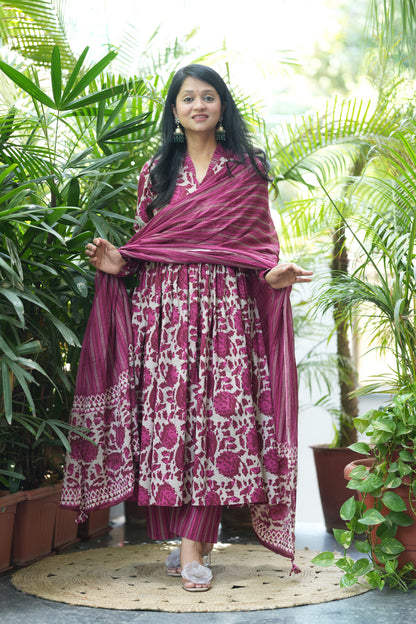 Pink Alia Cotton Suit Set
