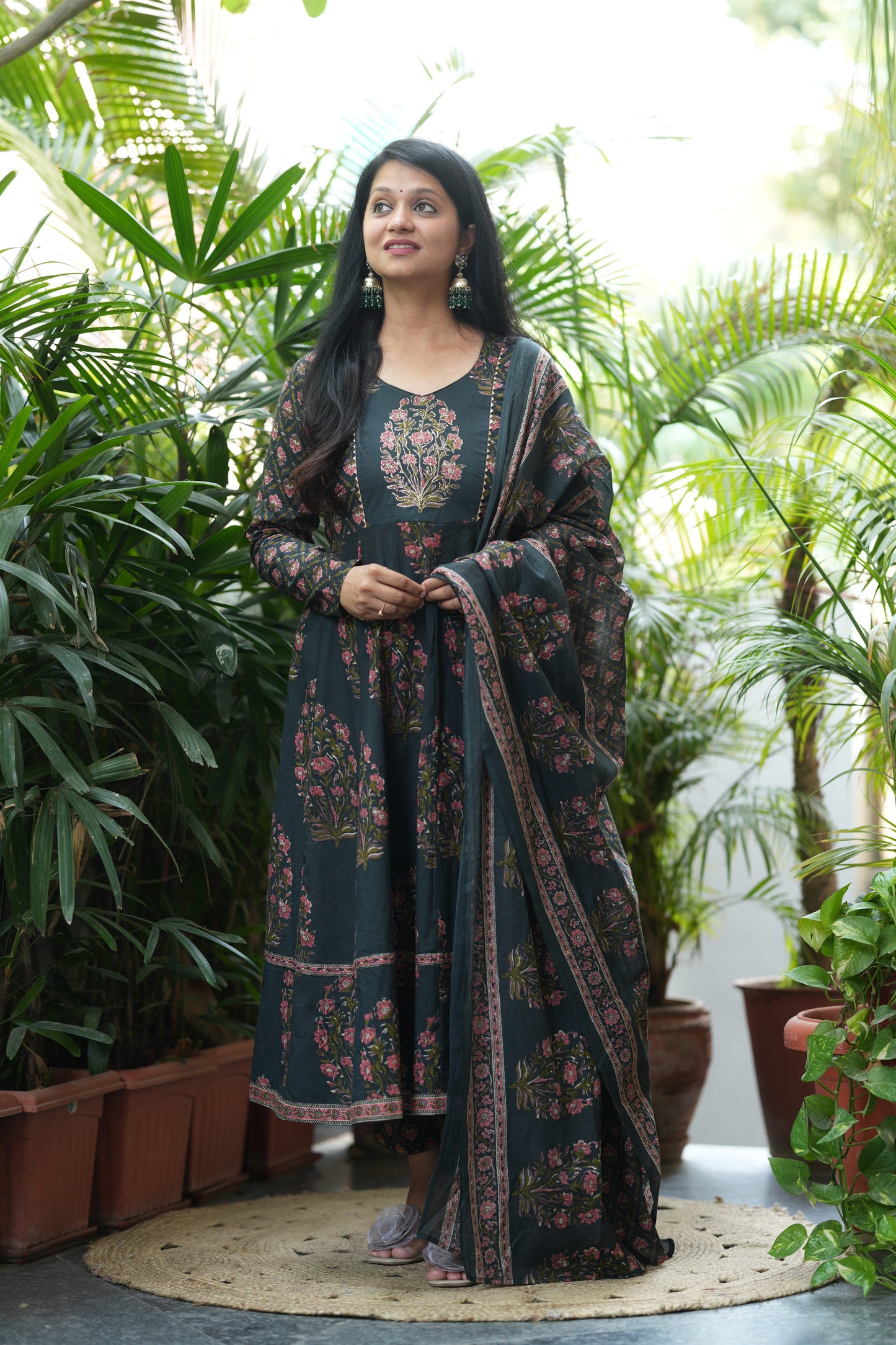 Nandini Teal Anarkali Suit Set
