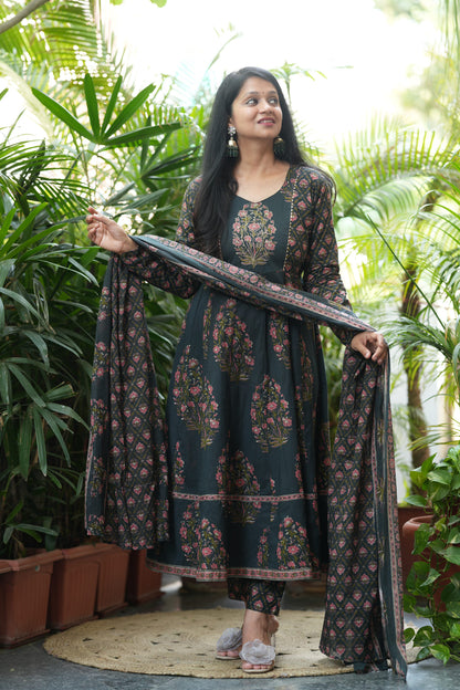 Nandini Teal Anarkali Suit Set