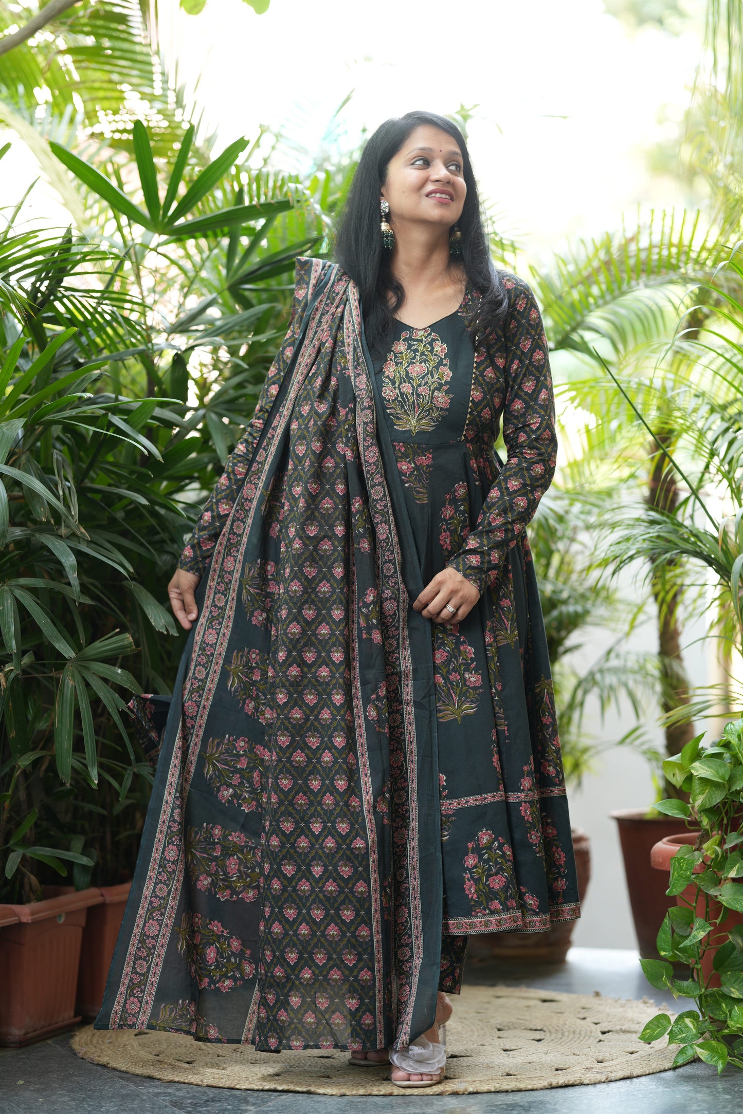 Nandini Teal Anarkali Suit Set