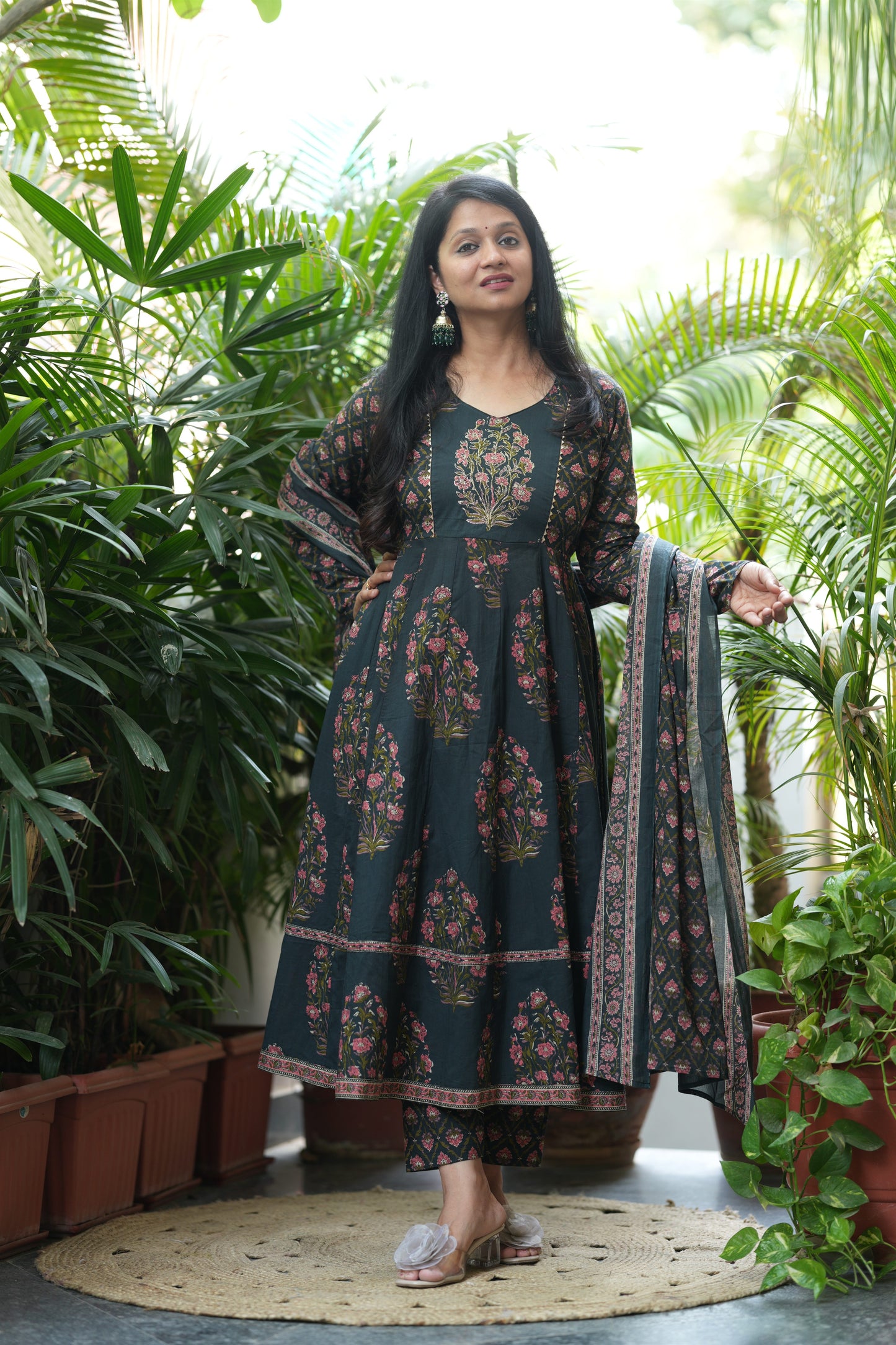 Nandini Teal Anarkali Suit Set