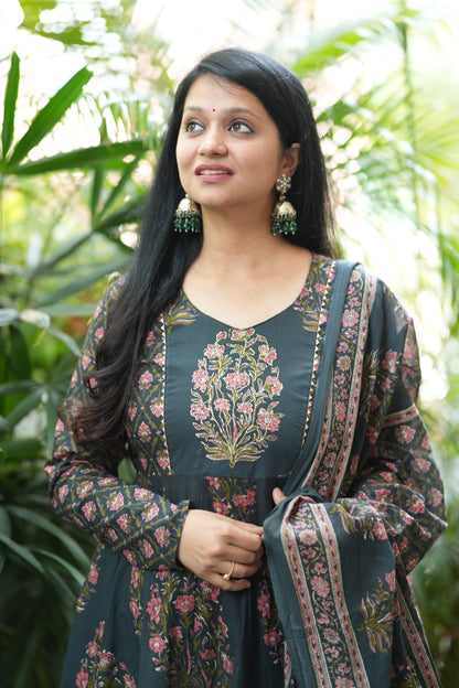 Nandini Teal Anarkali Suit Set