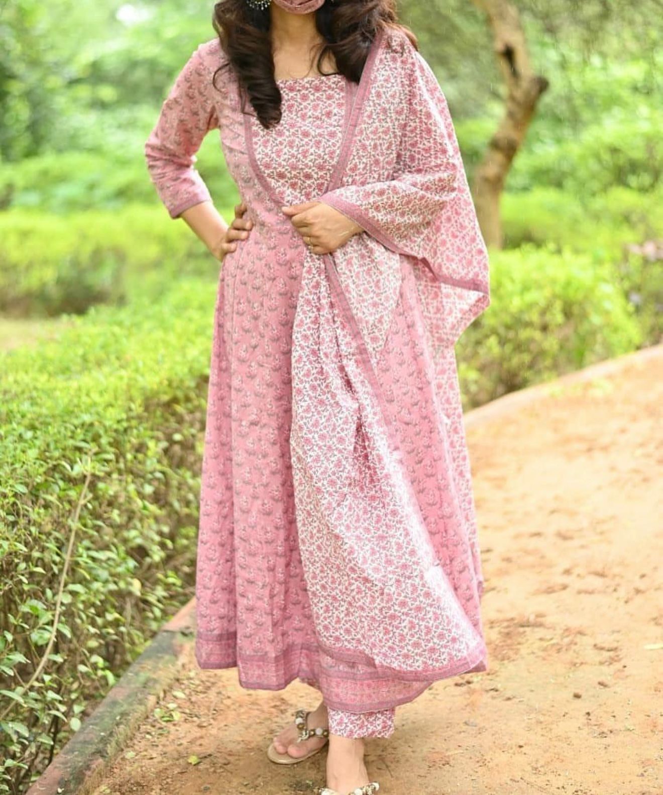 OP Cotton Anarkali Suit Set